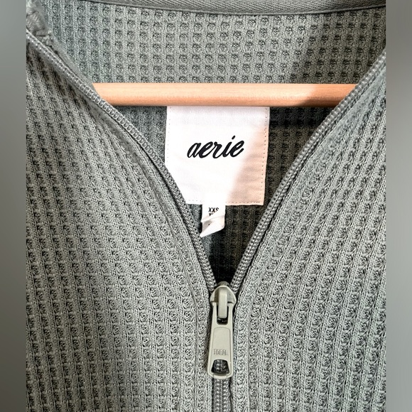 AERIE WAFFLE QUARTER ZIP SWEATER - Picture 2 of 4